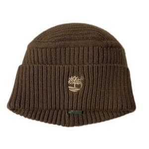 Timberland Black Knit Cuffed Brown Beanie Unisex Hat O/S